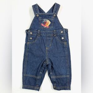 IZOD Baby Carpenter Style Dark Wash Embroidered Denim Overalls Academia Fall 12M